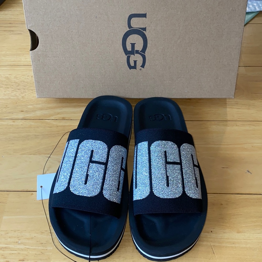 AUTH NIB UGG ZUMA METALLIC GRAPHIC BLACK SILVER
